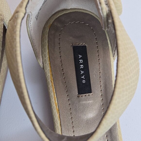 Array Havana Taupe Snake Print Ankle Strap Low Wedge Sandals Sz 9 - Picture 8 of 11